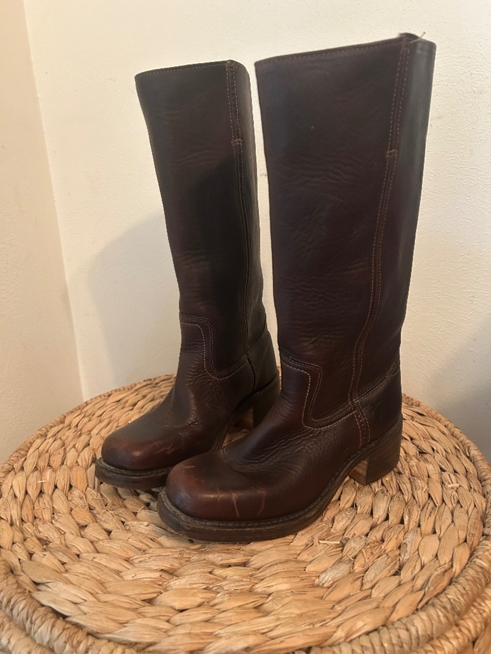 FRYE Leather Campus Boots Mid-Calf Brown 7